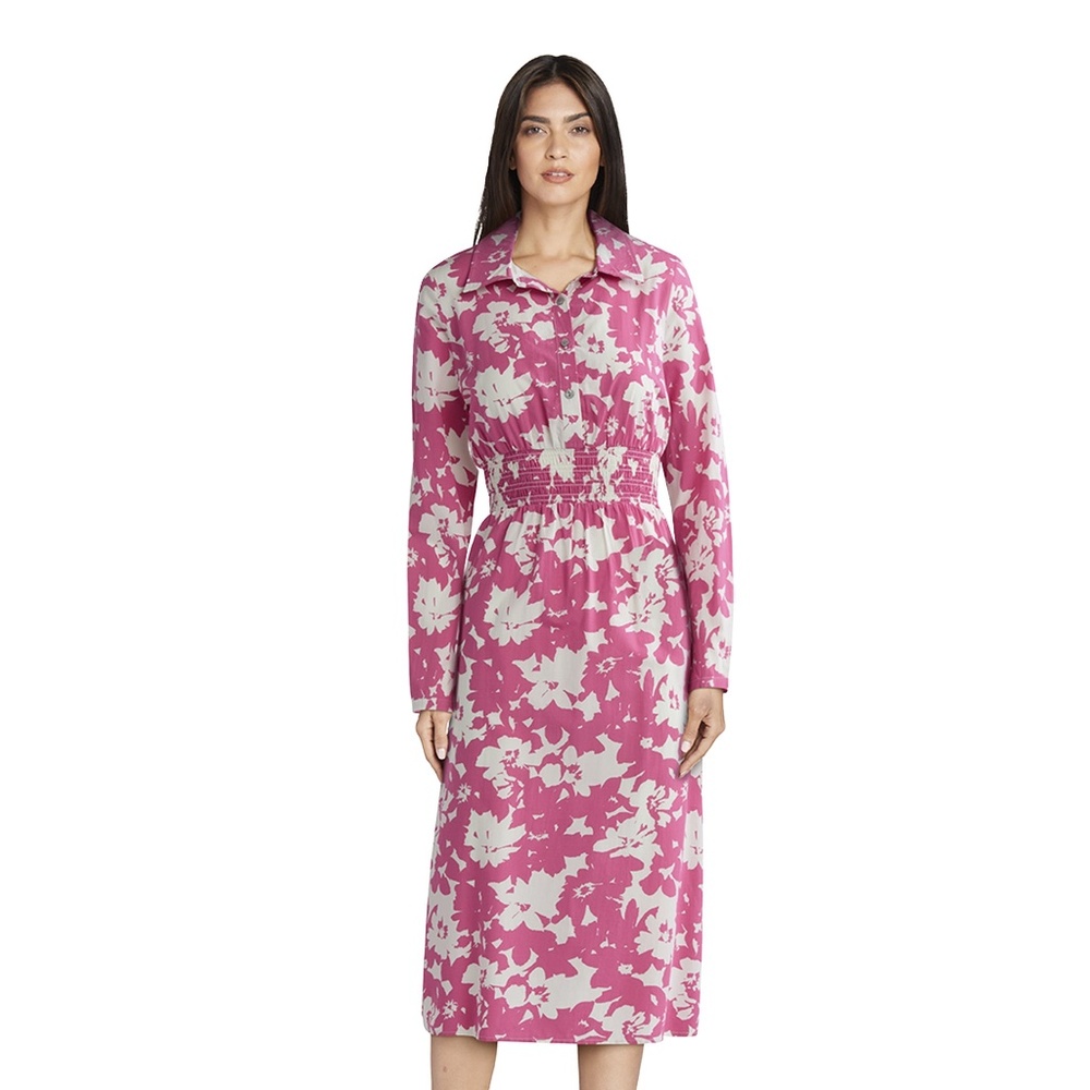 Pink Floral Midi Shirtdress